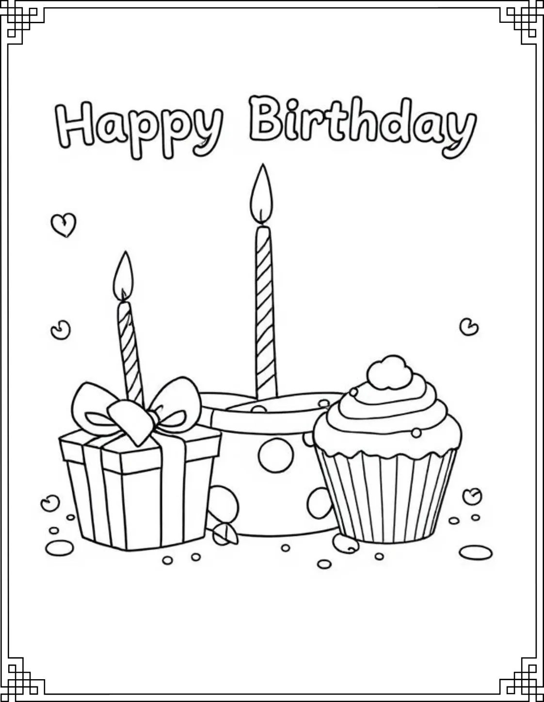 Cupcake Happy Birthday Coloring Pages