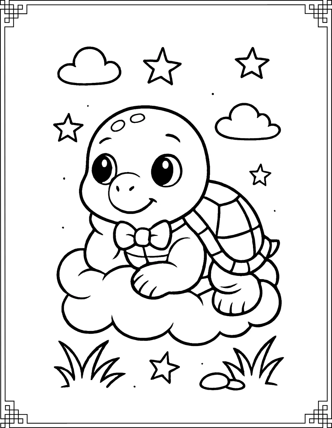 Dreaming Turtle Coloring Page
