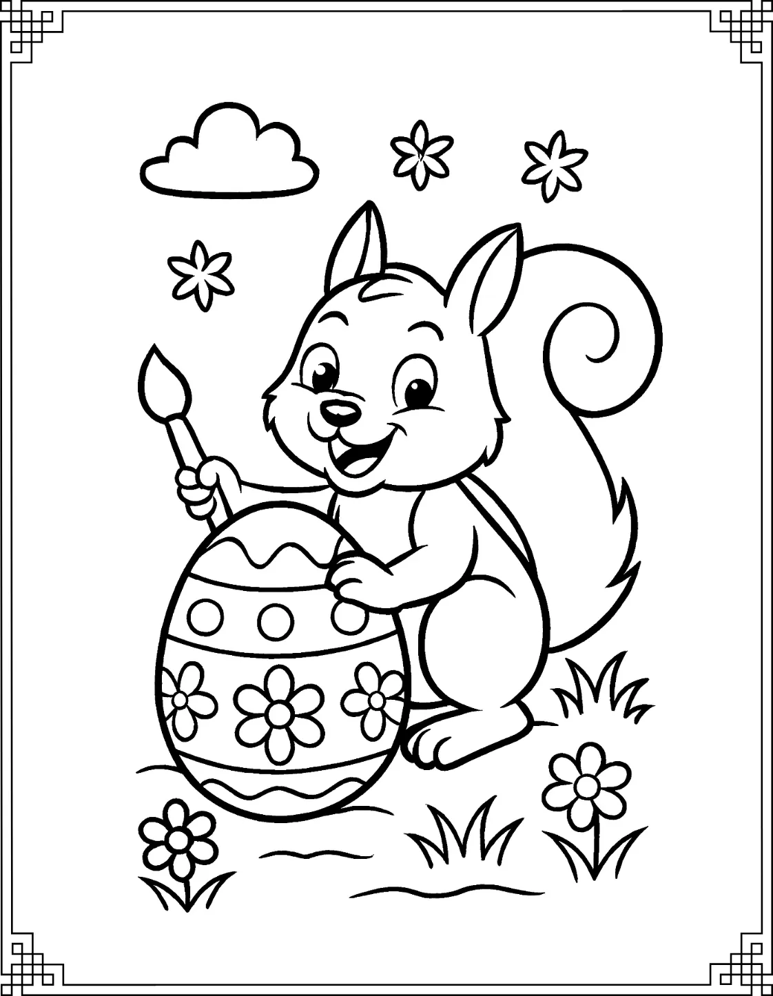 Easter Squirrel Coloring Page