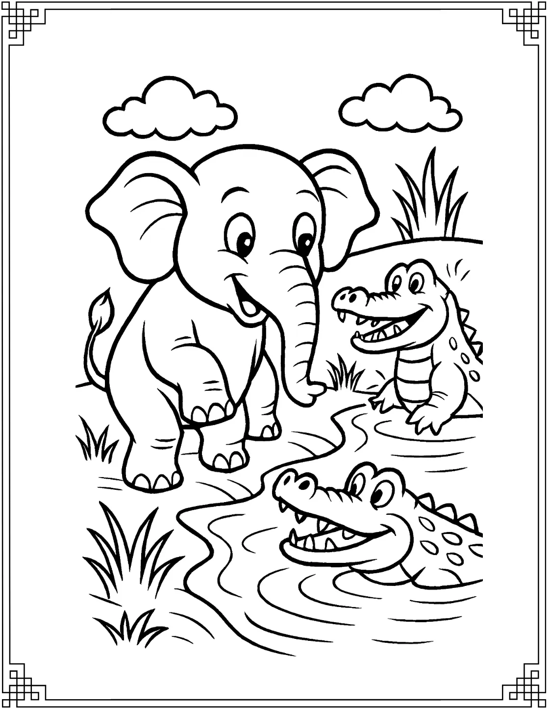 Elephant with Crocodiles
