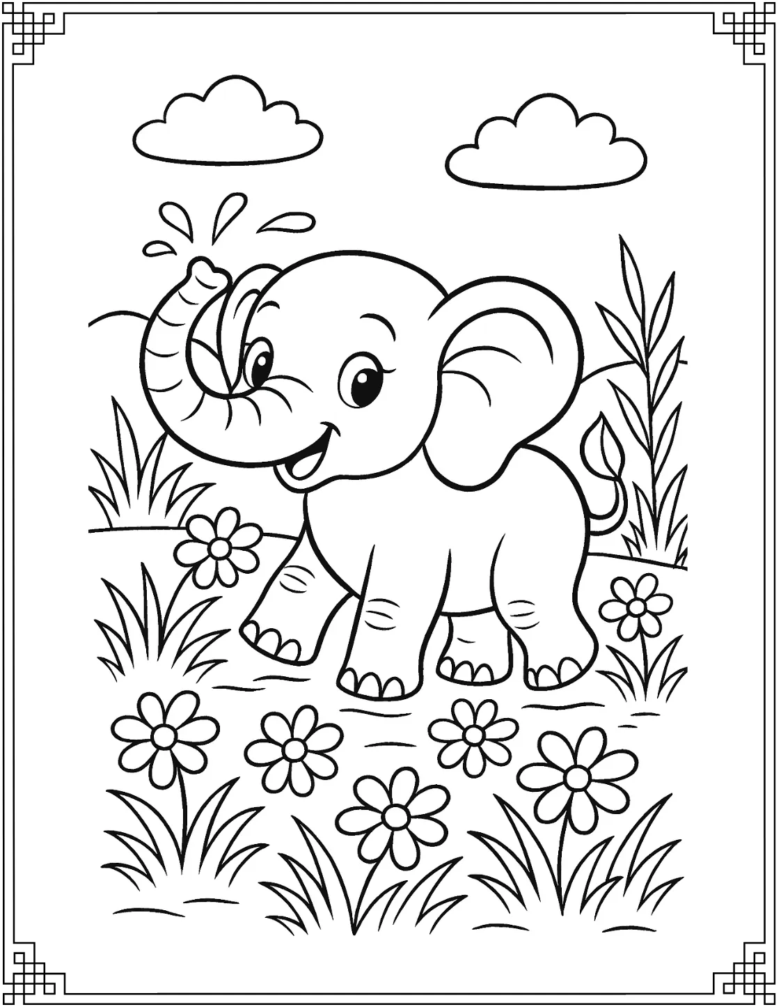 Elephant with Daisies
