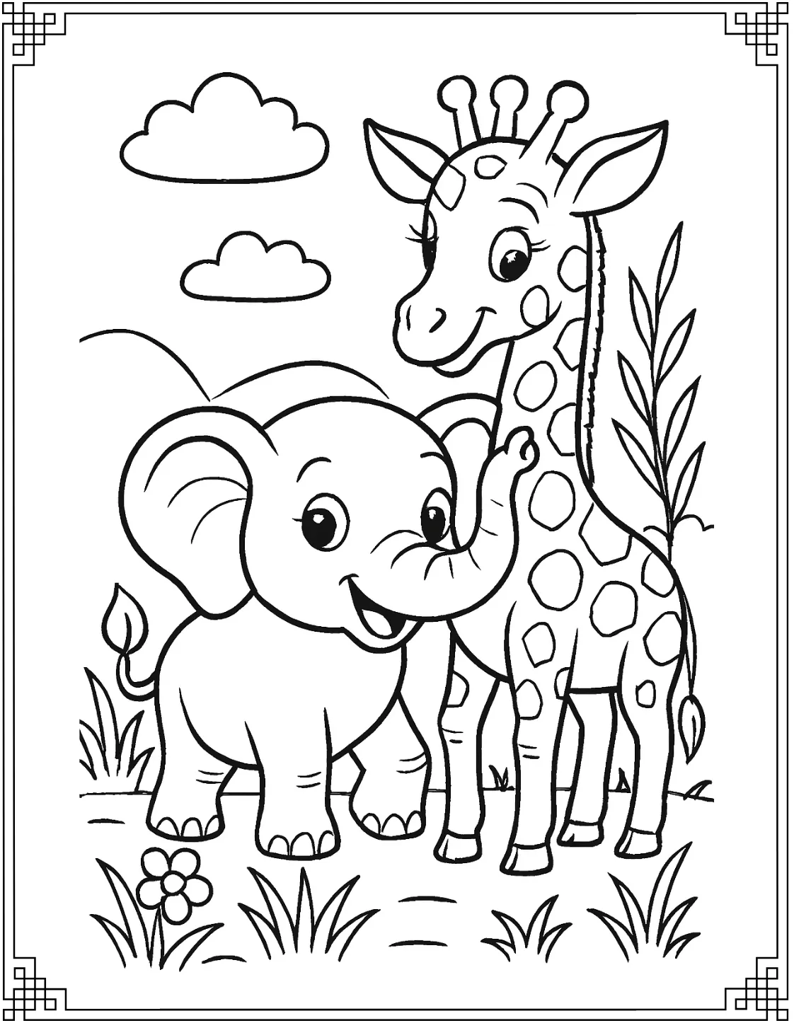 Elephant with Giraffe
