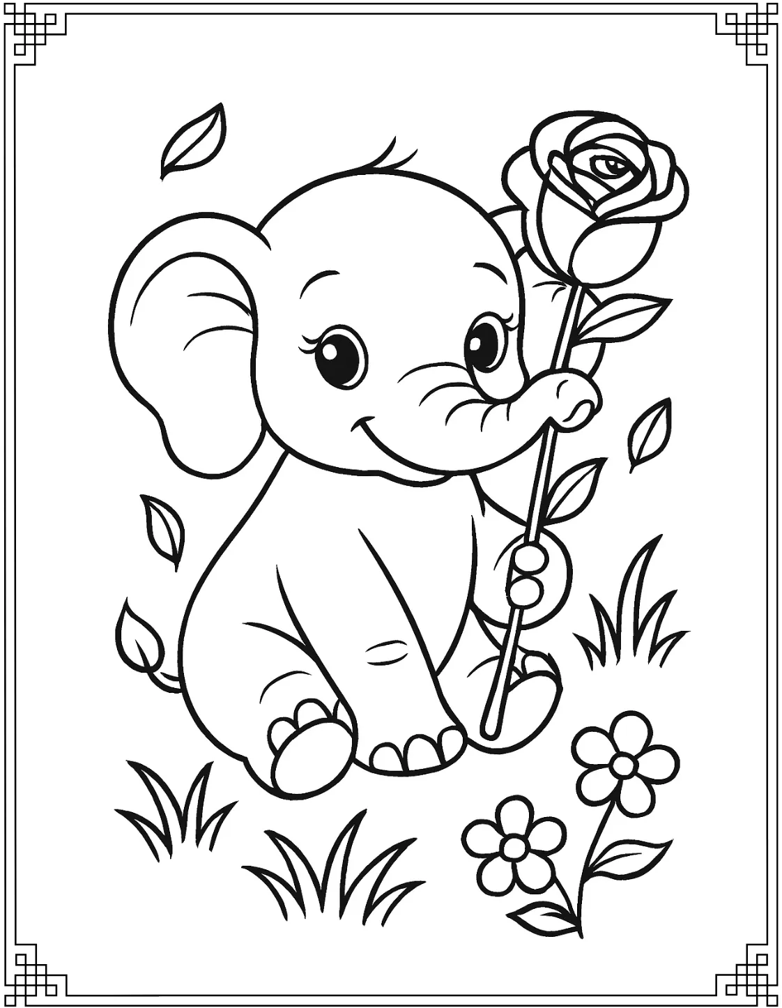 Elephant with Rose
