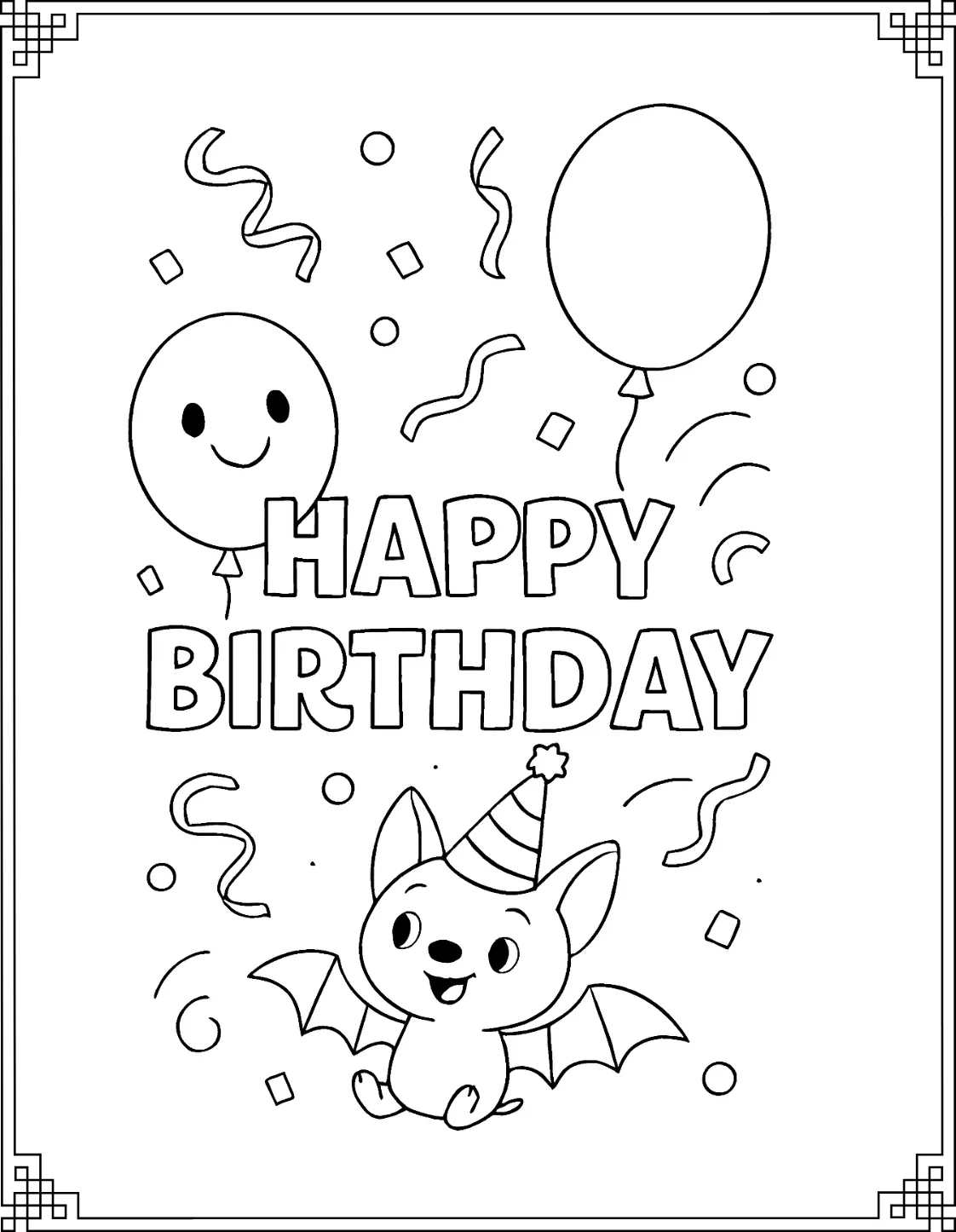  Floating Round Happy Birthday Coloring Pages