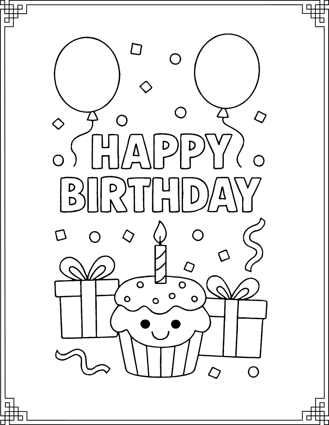 Full Exciting Happy Birthday Coloring Pages