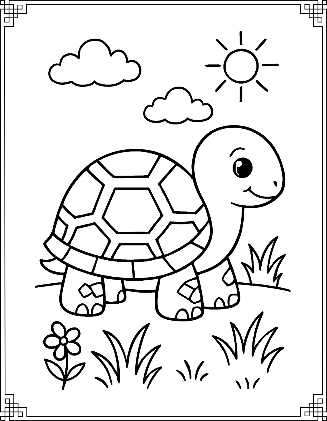 Geometric Turtle Shell Coloring Page
