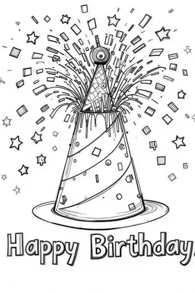 Happy Birthday Coloring Page