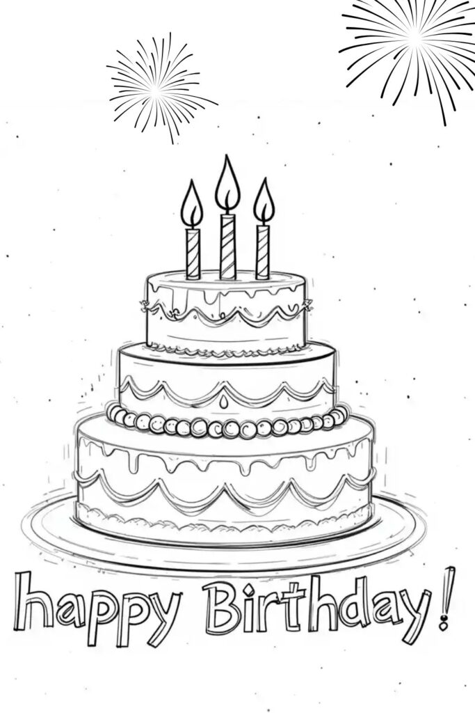 Happy Birthday Coloring Page 