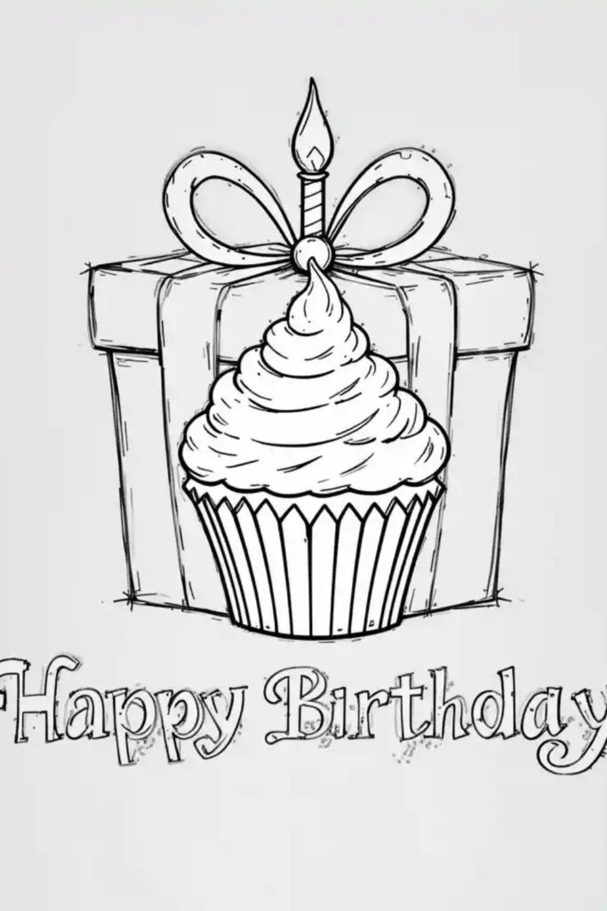 Happy Birthday Coloring Page 