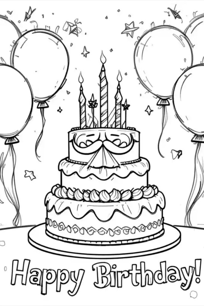 Happy Birthday Coloring Page