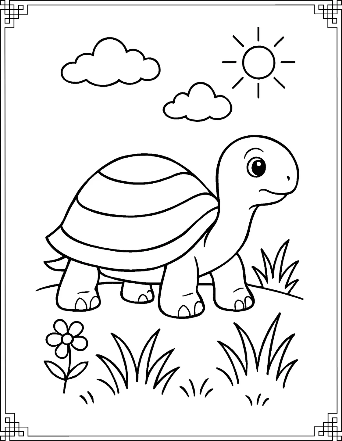 Layered Shell Turtle Coloring Page

