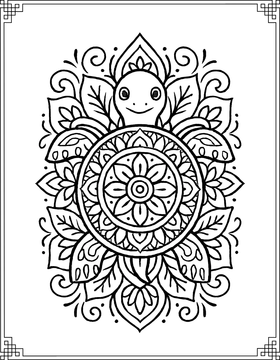 Mandala Turtle Coloring Page
