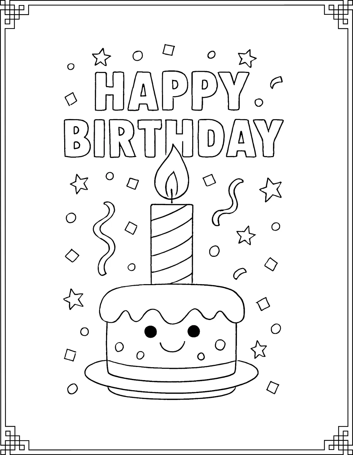 Mini Cake Happy Birthday Coloring Pages