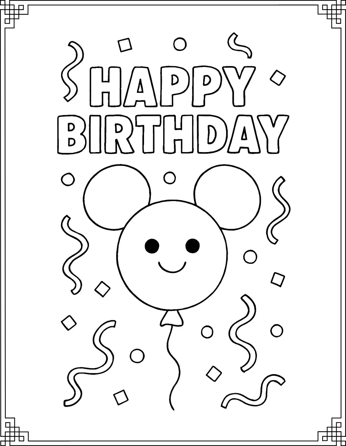 Mouse Happy Birthday Coloring Pages