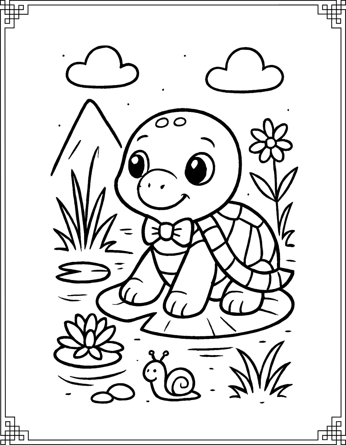 Outdoor Turtle Coloring Page
