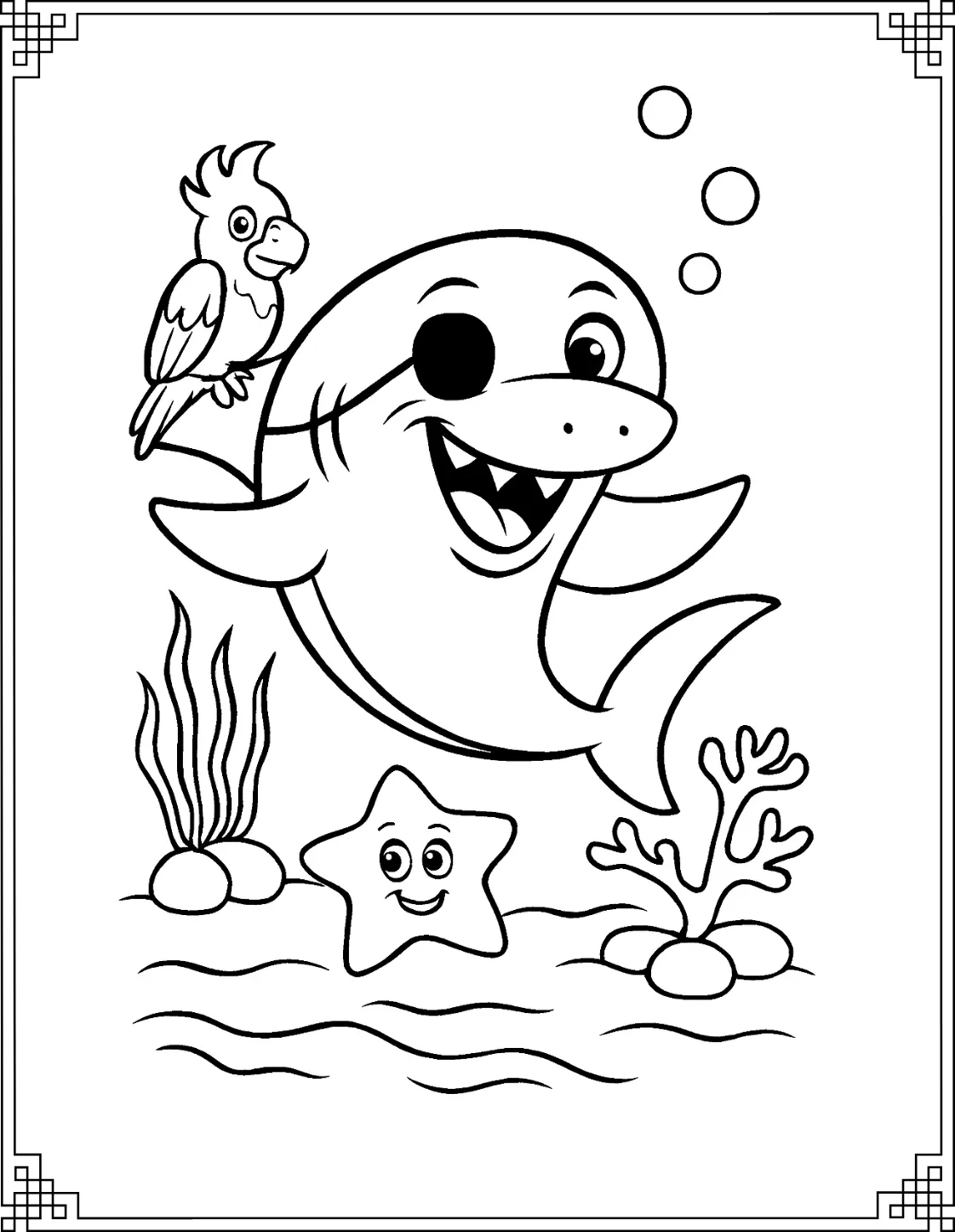 Pirate Shark With Parrot