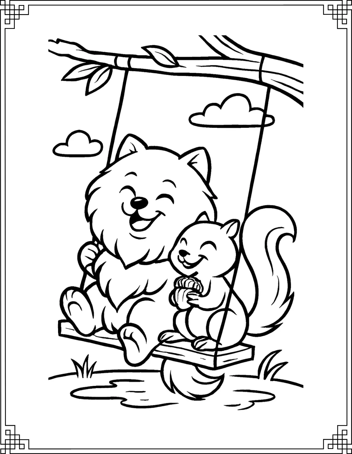 Pomeranian and Squirrel