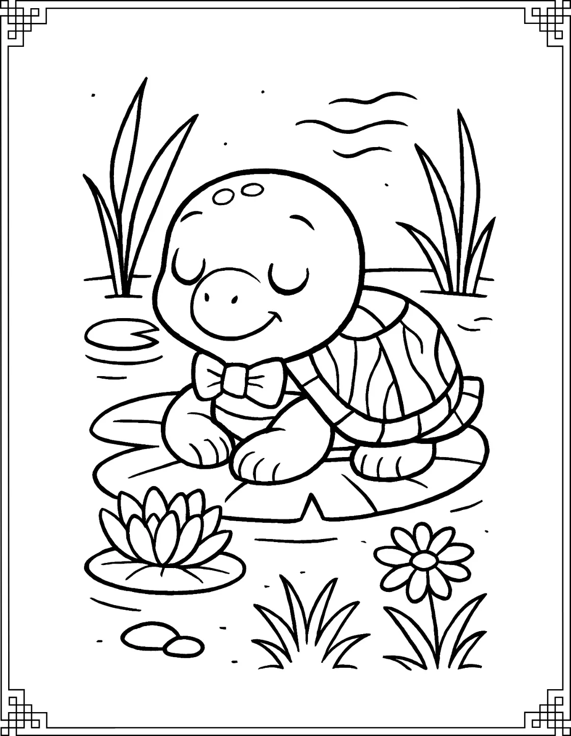 Pond Turtle Coloring Page
