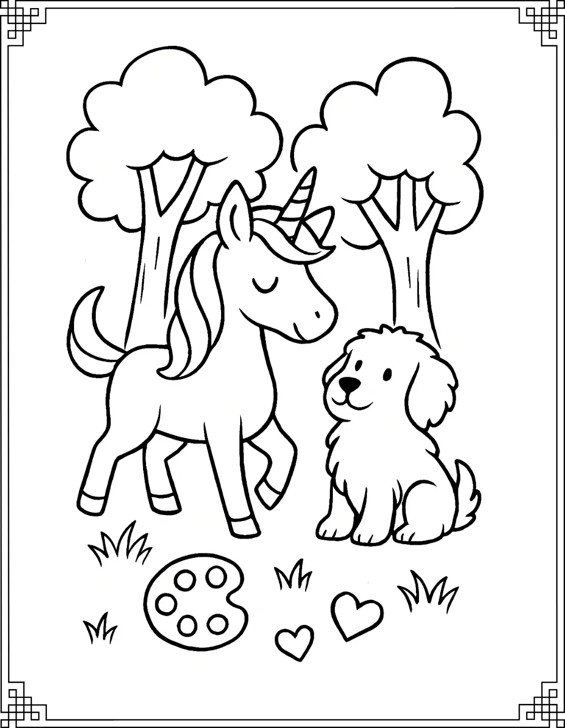 Puppy and Unicorn together
