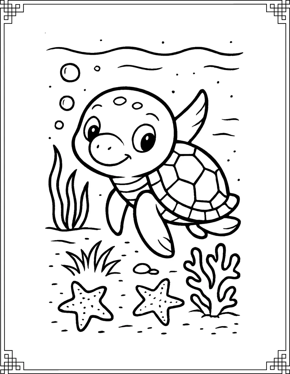 Reef Turtle Coloring Page
