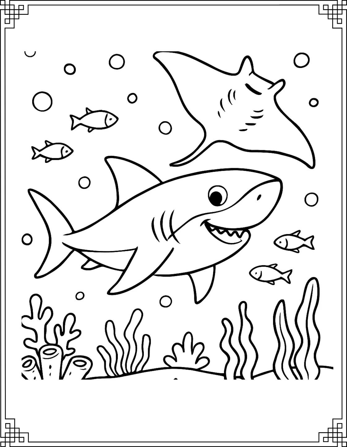 Shark With Manta Ray