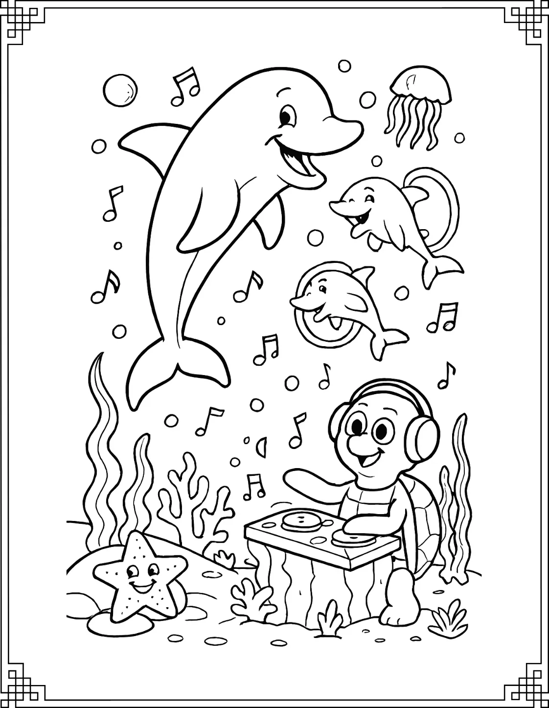 SpongeBob and Turtle Coloring Page
