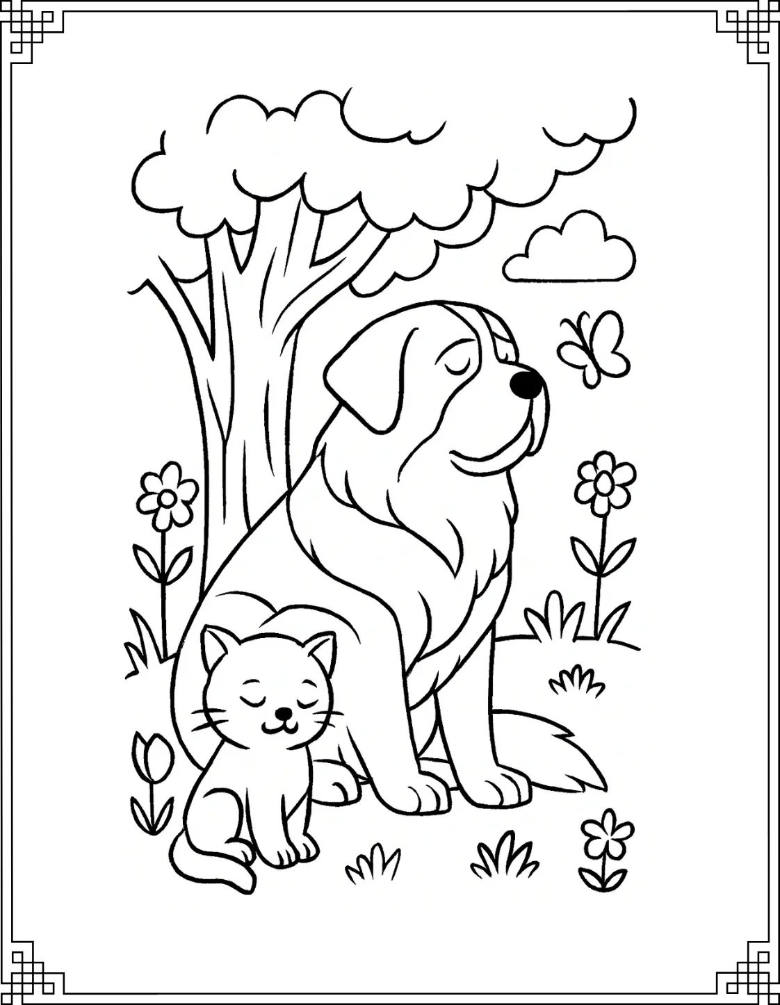 St. Bernard on a Tree