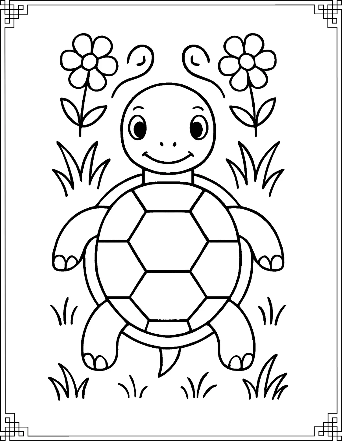 Symmetry Turtle Coloring Page
