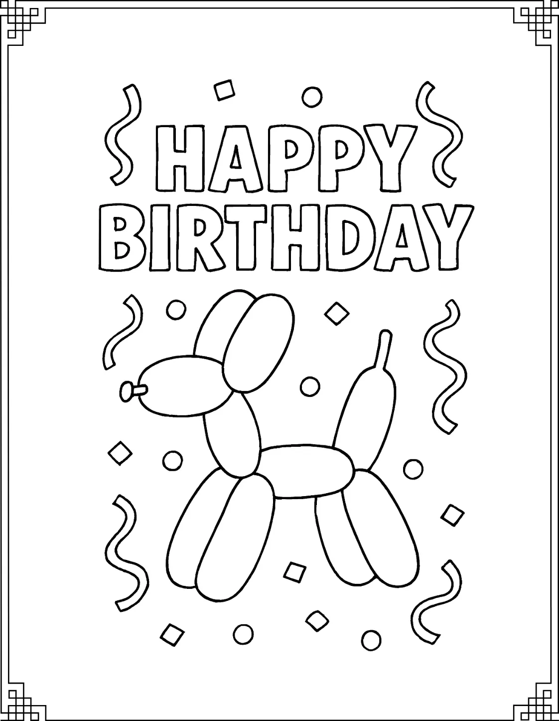 Twisted Long Happy Birthday Coloring Pages