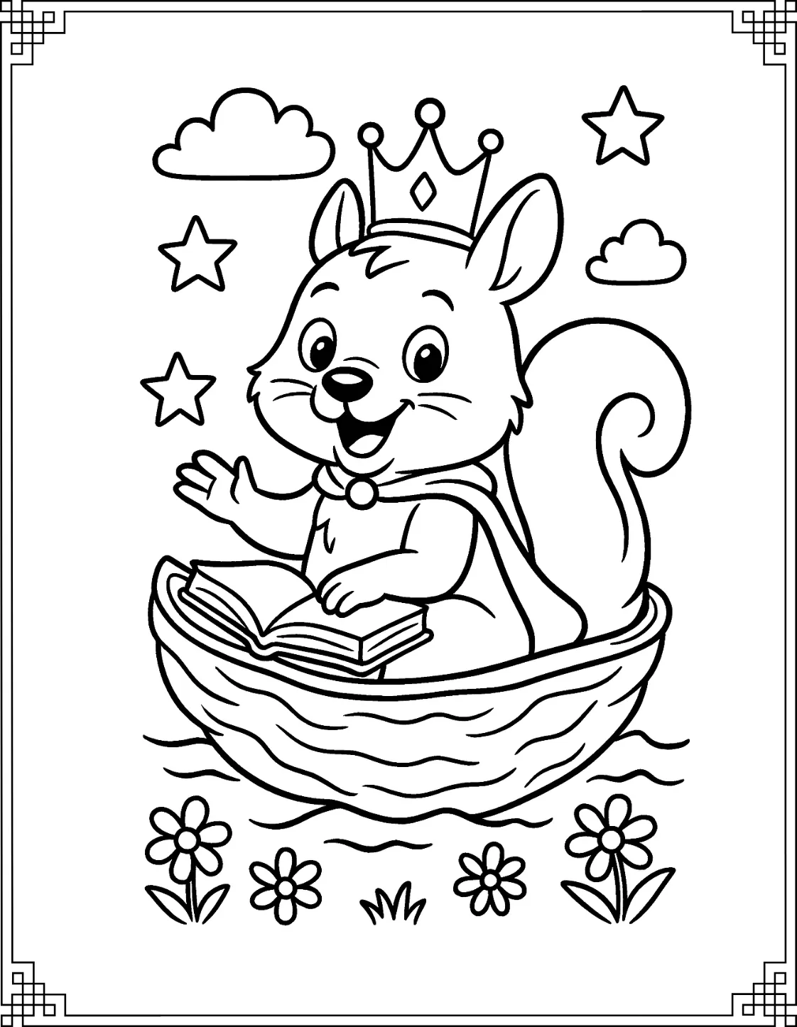Walnut Royal Squirrel Coloring Page