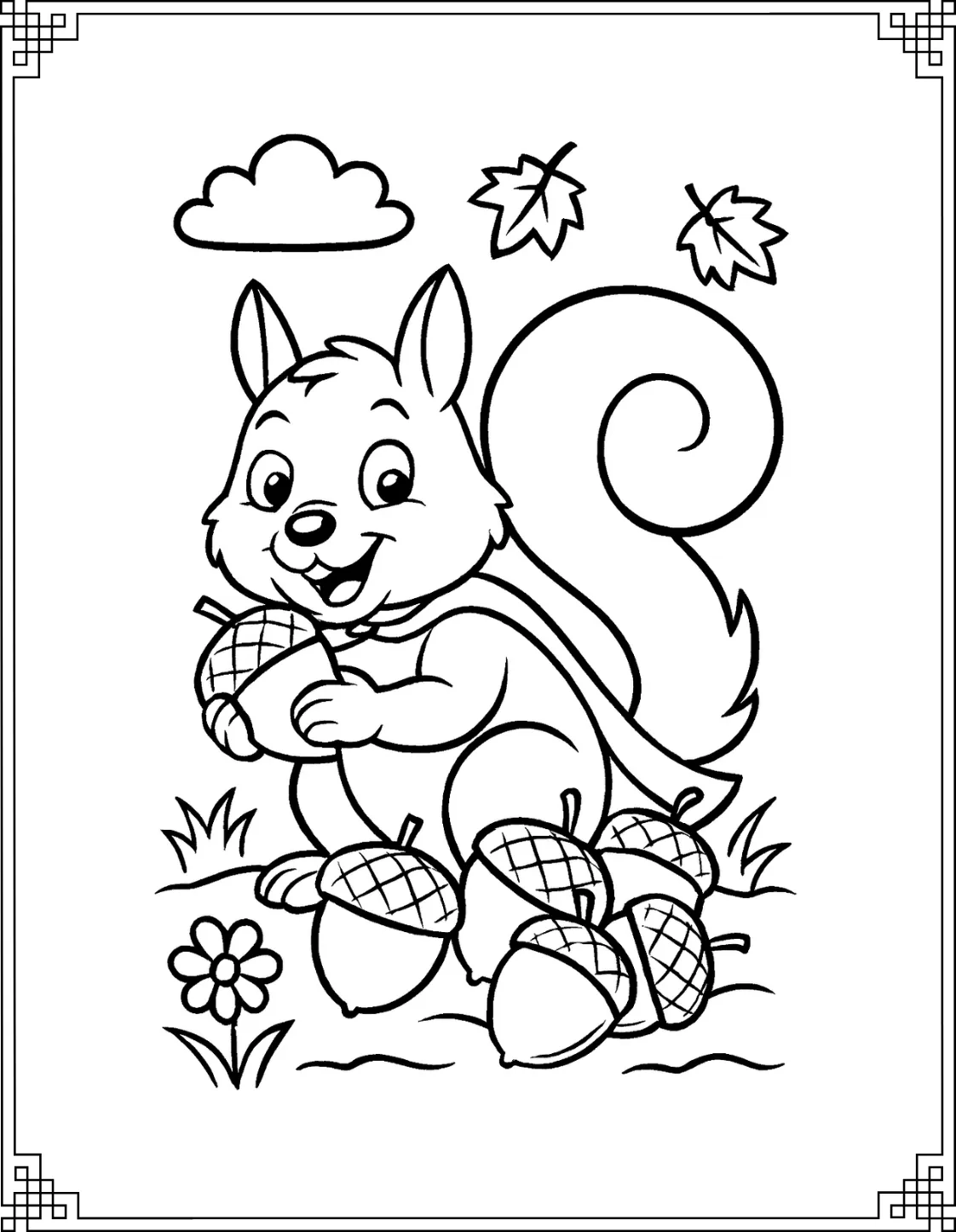 Winter Squirrel Coloring Page