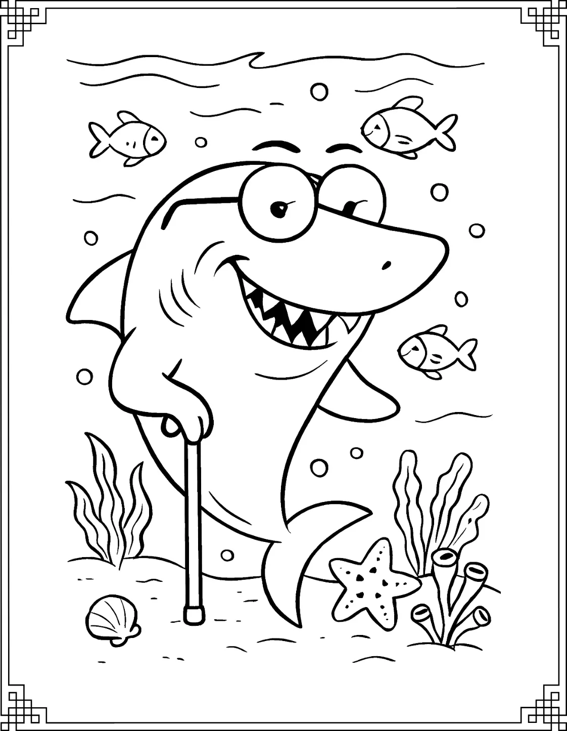 Witty Shark With Cane