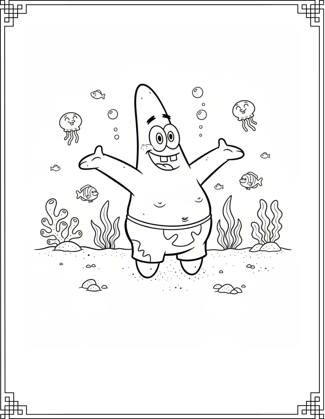 Cute Patrick The Starfish Coloring Picture