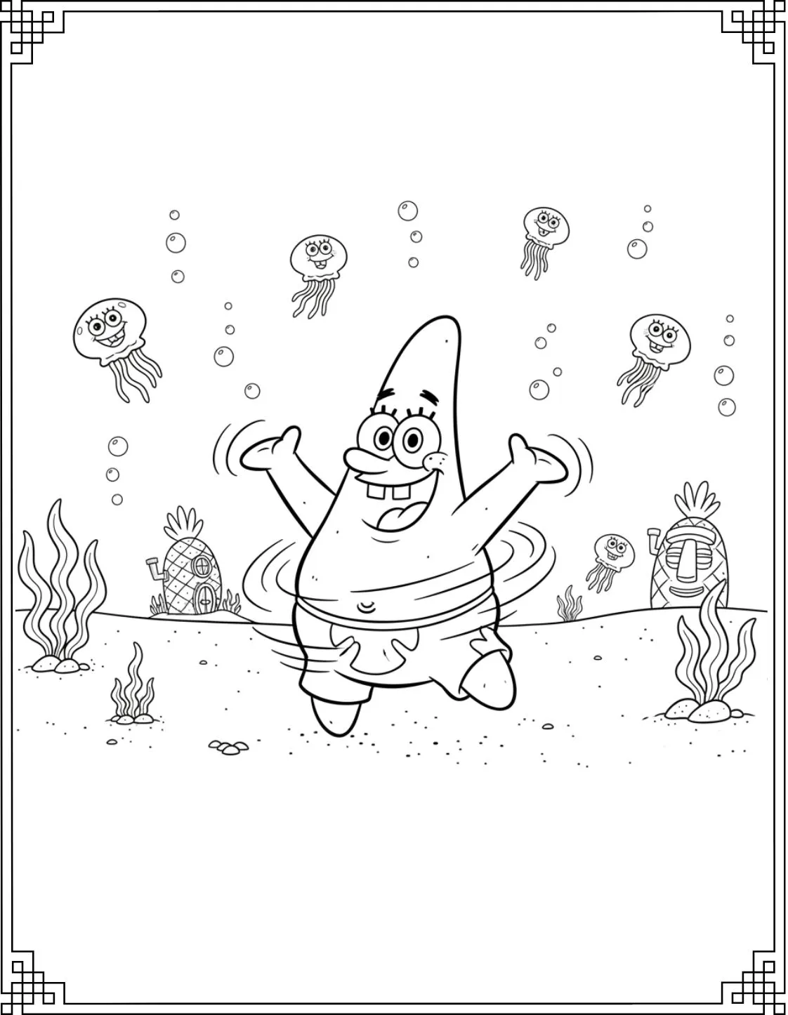 Patrick The Starfish Dancing Coloring Sheet