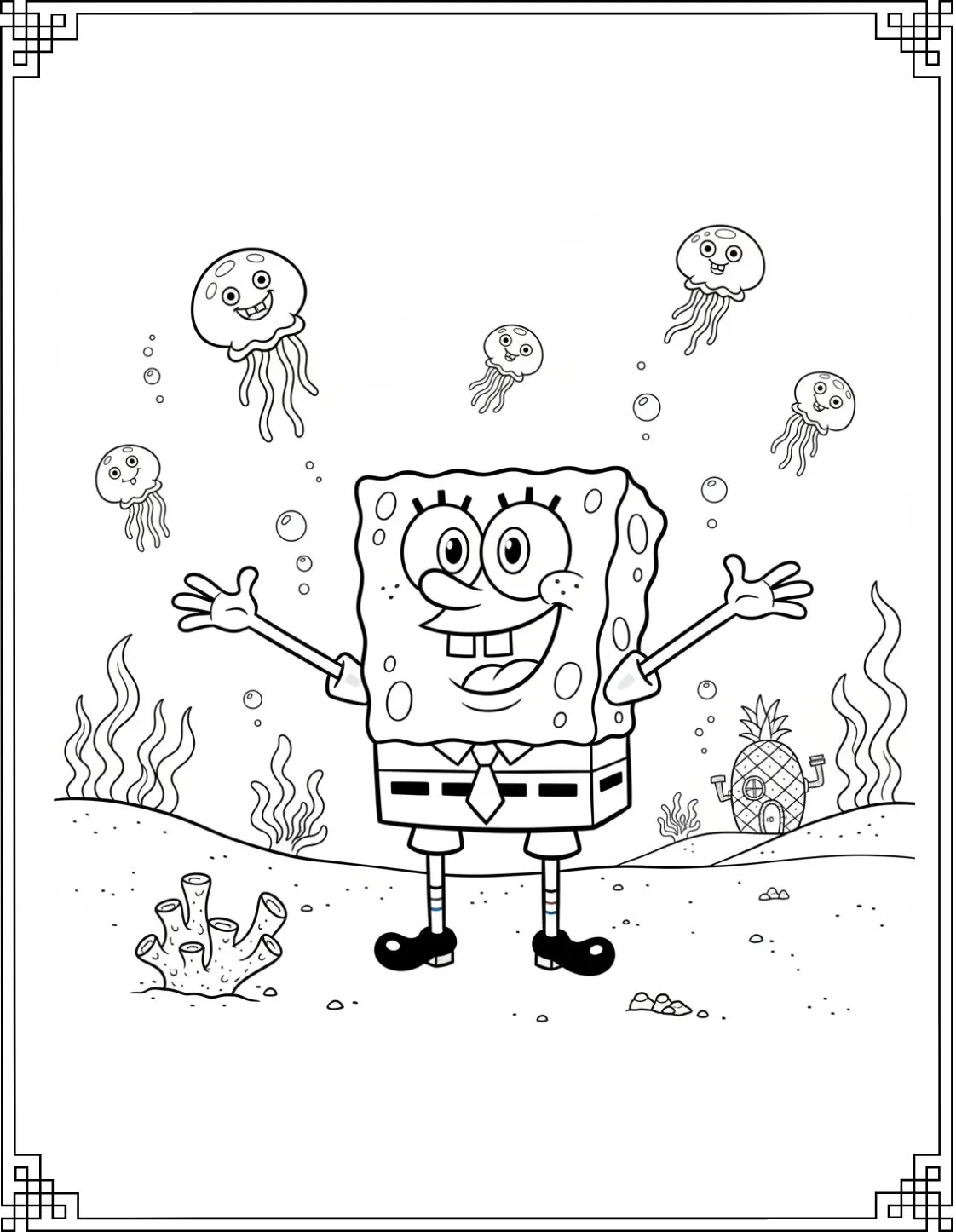 SpongeBob Easy Outline Coloring Page