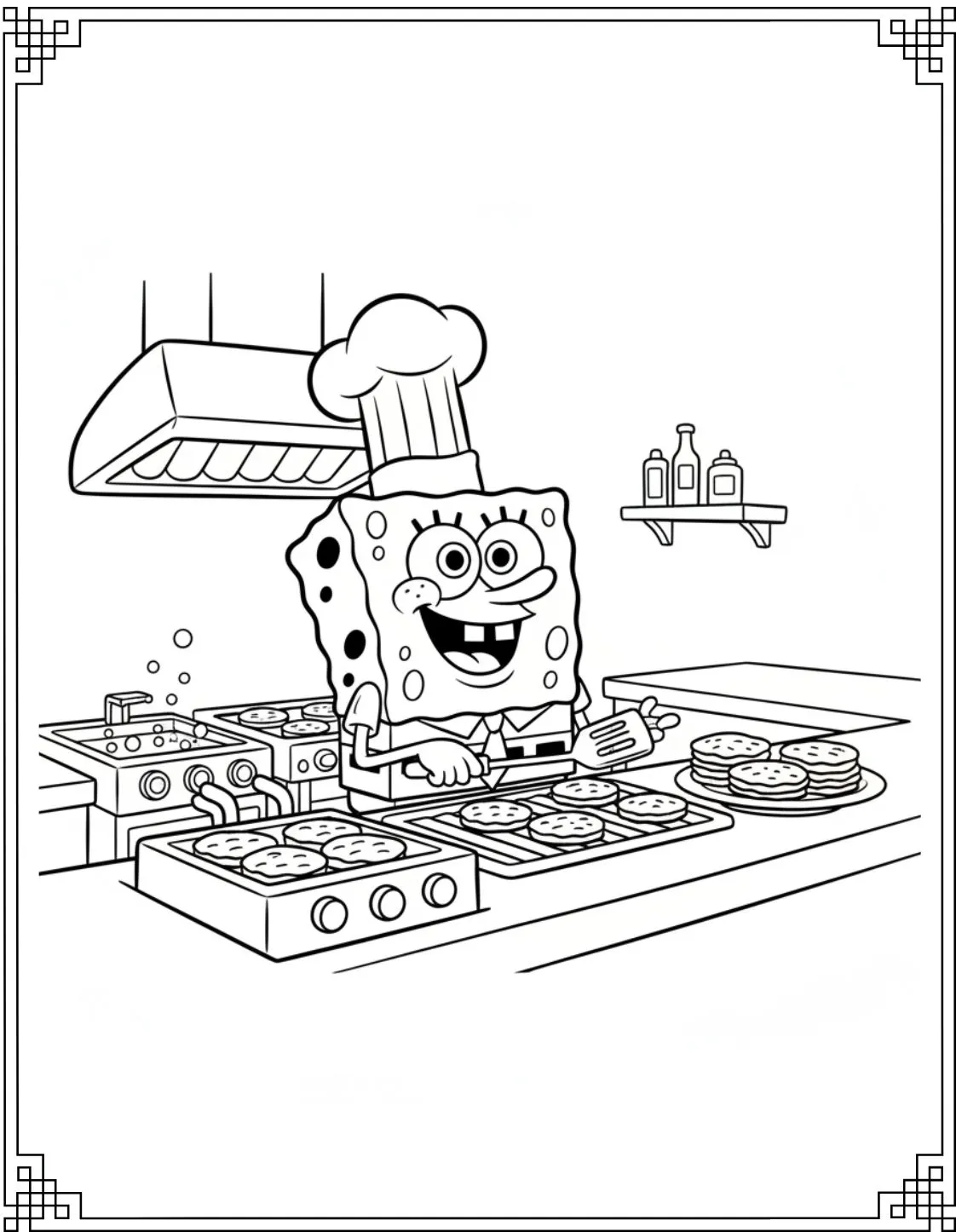 SpongeBob Wearing A Chef Hat Coloring Picture