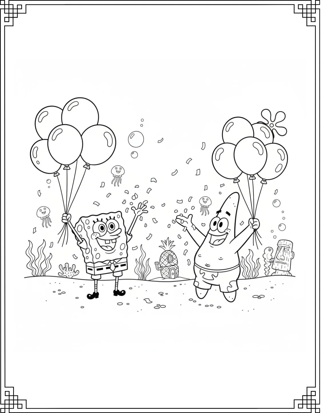 SpongeBob and Patrick are Celebrating A Party Coloring Page